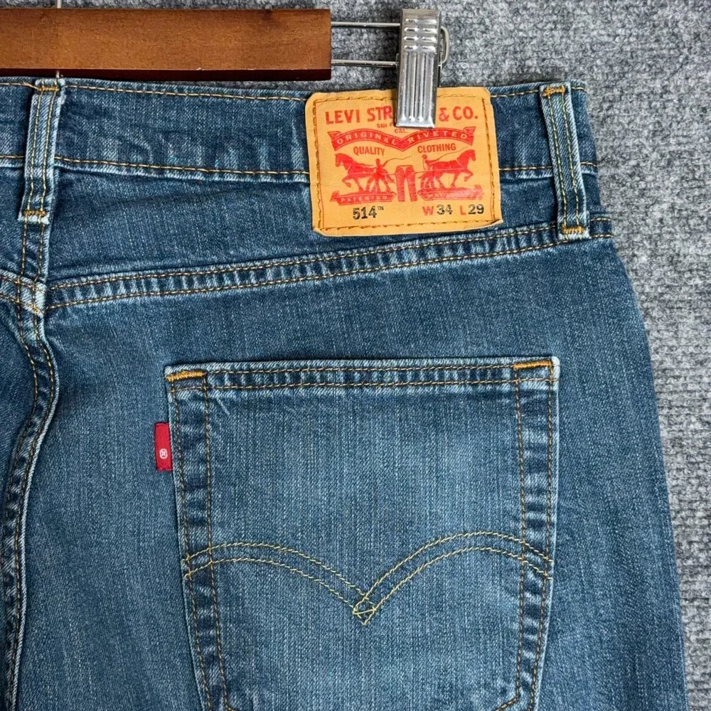 Levi's 514 Straight Leg Jeans Mens 34x29 Blue Light Wash Casual Regular Fit Dad